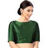 Fashnkart Saree Camicetta da donna pronta all'uso Choli tinta unita mezza manica tinta unita moda etenica Sari camicetta, Verde, 3XL