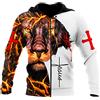 JJLLAZAD Felpa Gesù Felpa con Stampa 3D realistica Leone Felpa con Cappuccio Pullover con Zip Grande Tasca Autunno Christian Faith Cappotto Harajuku alla Moda,Cross Jesus Zip Hoodie,L