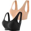 Rifuli Reggiseni da donna, 2 pezzi, reggiseno a compressione ad alto sostegno, per tutti i giorni, per esercizi e supporto per la schiena #3, Multicolore, M