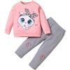 Verve Jelly Bambini Ragazze Manica Lunga T-Shirt Stampa Gatto Pantaloni Lunghi Tuta Autunno Inverno Outfit Rosa Chiaro 110 3-4 Anni