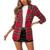 Generic Blazer Donna Blazer Scozzese da Donna Giacca da Abito A Quadri Vintage Natalizia con Revers A Lancia 1 Bottone Aderente Sartoriale Autunno Inverno Casual Sera Festa Giacche Top Capispalla Rosso L