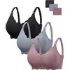 Angelhood Reggiseni senza cuciture da donna in morbida gelatina push up reggiseno senza ferretto senza ferretto maglietta senza ferretto bralette, Nero/Malva/Blu, XX-Large