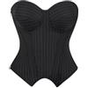 E-girl Corpetto a vita da donna, push-up, corsetto a righe, con lacci, C917, Nero , 36-38