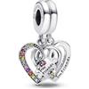 PANDORA Ciondolo Moments a forma di cuore diviso in argento Sterling con cristalli blu ghiaccio, giallo fiammeggiante, arancione bruciato, viola reale e zirconi cubici rosa fairy tale