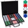 Comie Chip da poker,Set di chip da poker da 500 pezzi con custodia da viaggio in alluminio,Set da poker da 11,5 grammi per il gioco d'azzardo del blackjack del Texas Holdem