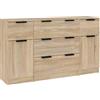 vidaXL Set di Credenze 3 pz Rovere Sonoma in Legno Multistrato