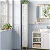 Hzuaneri Mobile da Bagno Alto, Armadio a Colonna da Bagno Salvaspazio, 4 Ripiani Regolabili e 4 ante, con piedini regolabili, per Bagnos, Soggiorno, camera da letto, 20 x 20 x 180 cm, Bianco BC42213G