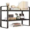 AUSHOPLAH Scaffale organizer da scrivania, scaffale da scrivania, libreria da scrivania in legno (nero + nero)