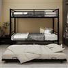 Lubvtti Letto a castello per bambini in metallo con letto estraibile,trasformabili in due letto singolo, letto per bambini 90x190 cm con scaletta e ringhiera (A-Nero)