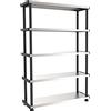 TERRY Scaffale - 5 ripiani - 119 x 45 x 185 cm - PPL/metallo - grigio/nero