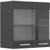 Vicco Mobile da cucina in vetro R-Line, Antracite lucido, 60 cm, per la libera combinazione all'interno di sistemi cucina modulari