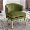 DAYALANE Sedia da lettura con gambe in legno in velluto, poltrona relax con doppio cuscino, per soggiorno, camera da letto, angolo lettura, verde