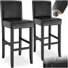 tectake® Set di 2 sgabelli da Bar con Gambe in Legno Massiccio, Seduta Confortevole, Altezza Regolabile 107 cm, Sedia da Pranzo Design Ergonomico, Ideale per Sala da Pranzo e Cucina - Nero