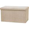 Oceano Pouf Contenitore Pieghevole Poggiapiedi Sgabello in Misto Lino Cassapanca Bauletto Ottomane Porta Giochi Organizzatore Poltrona per Soggiorno Ingresso Camera da letto 76x38x35 cm (Beige)
