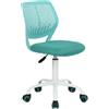 Homy Casa Sedia da scrivania, sgabello girevole regolabile, sedile in tessuto ergonomico senza braccioli, Turchese