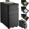 tectake® Armadietto Per Archivio Pratiche con Rotelle, Mobile Porta Documenti 2 Cassetti, 1 Porta Fascicoli, Mobile Salvaspazio, Armadio con Serratura Chiave, Armadio Ufficio Multiuso - Nero