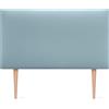 DHOME Testiera in ecopelle o Aqualine liscia, lussuosa, con gambe (ecopelle, celeste) (90x105 cm, per letto 70/80/90 cm)