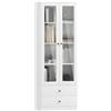 HOMCOM Credenza Cucina con Armadietto e 2 Cassetti 59x30x164 cm Bianco | Multiuso, Mobile per Soggiorno e Salotto, Ante in Vetro, Cerniere Soft Close, Ripiani Regolabili