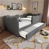 Wyibwy Divano letto imbottito 90x190cm,Letto singolo con letto estraibile 90x190cm,struttura letto con rete a doghe in legno per bambini, tessuto in lino,senza materasso(Gris)