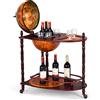GIANTEX Portavino con Ruote Flessibili, Mobile da Bar con Globo, Carrello Portabottiglie Mappamondo in Legno, con Figura Nautica Vintage, per Casa, Ristorante e Hotel, 70 x 45 x 88 cm