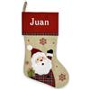 Amikado Calza di Natale Personalizzata Effetto Lino - Nome Ricamato con Filo Bianco - 42 cm - Decorazione per Camino o Albero di Natale - Regalo di Natale Originale - Babbo Natale