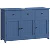 FOREHILL 100cm Mobile Sottolavabo per Bagno Grande, Mobile Bagno a 2 Cassetti e 3 Ante, Mobiletto Portaoggetti da Terra, Scanalatura a Forma di U, 100x30x61cm (Blu)