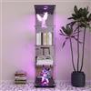 MIOOSUT Vetrina in Vetro con LED, Armadio da Collezione con 1 Anta 4 Ripiani Trasparente, Vetrina Moderna per Soggiorno con Serratura e Pannello Posteriore a Specchio, Vetrina per Soggiorno, nero