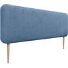 DHOME Testiera Imbottita Liscia Arrotondata in Tessuto Aqualine con Gambe per Parete Acustica Testate Letto Fonoassorbenti Camera da Letto (Blu, 160cm)