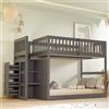 Oxtao Letto a castello basso 140x200 cm, sicurezza con vano portaoggetti, design recinzione alta, culla protezione anticaduta, legno, senza materasso (grigio)