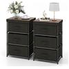 COSTWAY Cassettiera in Tessuto, Mobile con 3 Cassetti e Struttura Robusta in Metallo, Armadio per Camera da Letto, Soggiorno, Ingresso, 40 x 30 x 62 cm (Nero 2 Pezzi)
