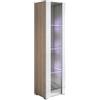MB Muebles Bonitos, Vetrina Con Piedini 2cm Luke V5, LED, Melamina, Finitura Opaca e Lucida, Sonoma e Bianco, 40x167x29cm