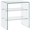 vidaXL Tavolino da caffè Moderno Minimalista Resistente Comodino Arredo Tavolo Basso da Salotto con Ruote 50x40x56 cm in Vetro Temperato
