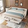 Oxtao Daybettt 90 x 200 cm letto con letto estraibile, divano letto con due cassetti, letto singolo, lino, stile minimalistico, senza materasso (beige)