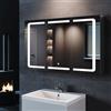 SONNI Armadietto a specchio da bagno con illuminazione, 3 colori di luce regolabili, 3 ante con interruttore touch, 105 x 65 cm, in acciaio inox, con presa di corrente