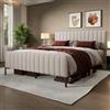 Autheria Letto Matrimoniale 180x200 cm con Testiera Regolabile, Letto una piazza e mezza con rete a doghe, Letto imbottito in grigio e beige, Struttura Letto Matrimoniale