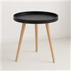 Generico DOMUSTREND Tavolino Rotondo da soggiorno, Tavolino Moderno Minimalista, Tavolino da Caffè con Gambe in Legno, Stile Scandinavo, per Soggiorno, Salotto e Balcone, 40x44cm | 1 pezzo (Nero Opaco)
