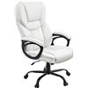 Soberine Sedia da Ufficio Ergonomica Direzionabile con Braccioli Imbottiti in Pelle PU Funzione Dondolo e Altezza Regolabile con Rotelle Bianco