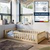 Kids Collective Letto per Bambini 90 x 200 cm con Protezione Anticaduta, Materasso e Rete a Doghe - Letto Montessori Naturale - Altre Misure 80 x 160 cm, 120 x 200 cm, 140 x 200 cm