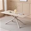 JZGORC Tavolo da pranzo rettangolare, tavolo da cucina moderno, piano in MDF giuntato 180x90cm, gambe a croce in metallo, può ospitare 6-8 persone (imitazione travertino giallo)
