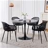 GrandCA HOME Set Tavolo e Sedie da Pranzo Moderno, Tavolo Rotondo da 110CM con 4 Sedie, Gambe in Metallo Nero, Adatto per Soggiorno, Balcone, Giardino (Nero)