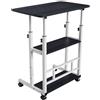 OHMG 60 x 40 cm Tavolo Rotolante per Letto Divano, Tavolo Rotolante con 1 Cassetto e 2 Ripiani, Scrivania Mobile Altezza Regolabile 74,5 - 95,5 cm, Tavolino 4 Roulette Bloccabile