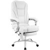 CLP Sedia da ufficio ergonomica Pacific con inserti in vera pelle e funzione massaggio, sedia girevole regolabile in altezza, portata 150 kg, Colore:bianco