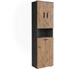 Vicco Mobili alti Irma, Antracite/Rovere dorato, 50 x 172 cm | con 3 porte, con cesto della biancheria integrato per la separazione dei tipi di bucato
