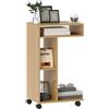 HOMCOM Tavolino ausiliario multifunzionale a forma di C con ruote, scomparti aperti, per divano, soggiorno, camera da letto, ufficio, 40 x 30 x 69 cm
