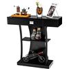 GIANTEX Tavolo consolle in legno vintage con cassetti e 2 ripiani, tavolo da pavimento industriale con telaio in metallo, tavolino sottile con protezione antiribaltamento, 91 x 30 x 88 cm (nero)