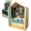 Dreuhuing An-xiety - Libreria per scuotere le ansie, ornamenti creativi anti-ansia, vetrina in miniatura, piccola libreria in legno con libri, per gli amanti dei libri