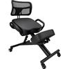 FRANKYSTAR® Neil - Sedia Sgabello Ergonomico Posturale Ortopedico Seduta Inginocchiata con Schienale Altezza Regolabile max 100 Kg Nero