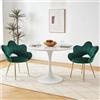 Relbiety Set di 2 Poltrona Relax Sedie da Pranzo con Braccioli e Schienale,Sedie Cucina Moderna in Velluto Poltrone da Salotto con Gambe in Metallo per Soggiorno,Camera da Letto,Verde