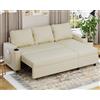 Devoko Divano Letto Chaise Longue a Forma di L, Divano da Salotto Cheslong a 3 Posti Convertibile in Letto, con Contenitore Integrato e Portabicchieri, Tessuto Morbido Beige