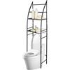 LANTUS Mensola per WC, portaoggetti sopra i WC, mobile per lavanderia, adatto per la maggior parte dei WC, risparmio di spazio, montaggio semplice, 47 x 25 x 166 cm, nero